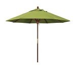 9' Wooden Market Umbrella with Sunbrella Macaw Fabric