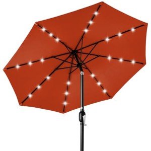 10ft Solar LED Lighted Patio Umbrella with Tilt