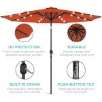 10ft Solar LED Lighted Patio Umbrella with Tilt