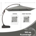 10x10 FT Charcoal Sunbrella Offset Patio Umbrella