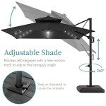 10x10ft Square Cantilever Patio Umbrella with Lights