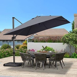 10ft Purple Leaf Cantilever Patio Umbrella - Grey