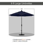 9' Round Aluminum Patio Umbrella - Navy Blue