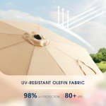 9 FT Beige Patio Market Umbrella with Tilt