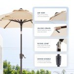 9 FT Beige Patio Market Umbrella with Tilt