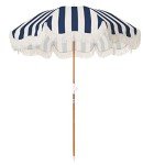 Boho Beach Umbrella with Fringe and Wood Pole
