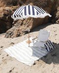 Boho Beach Umbrella with Fringe and Wood Pole