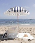 Boho Beach Umbrella with Fringe and Wood Pole