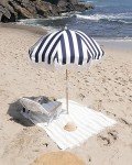 Boho Beach Umbrella with Fringe and Wood Pole
