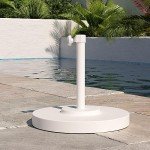 50 lbs Round Concrete Umbrella Base - White Frame