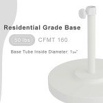 50 lbs Round Concrete Umbrella Base - White Frame