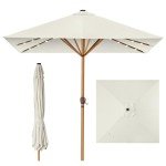 9ft Solar LED Lighted Patio Umbrella - Ivory