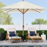 9ft Solar LED Lighted Patio Umbrella - Ivory