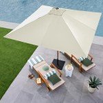 9ft Solar LED Lighted Patio Umbrella - Ivory