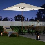 9ft Solar LED Lighted Patio Umbrella - Ivory