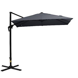 8x8FT Offset Cantilever Patio Umbrella - Dark Gray