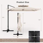 9.5 FT Cantilever Patio Umbrella with 360° Rotation