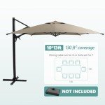 10FT Square Cantilever Patio Umbrella with Tilt