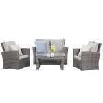 4-Piece Wicker Patio Furniture Set with Cushions