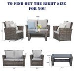 4-Piece Wicker Patio Furniture Set with Cushions