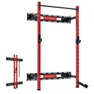 Folding Wall-Mounted Squat Rack with Pull-Up Bar