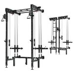Wall-Mounted Folding Squat Rack with Cable Crossover