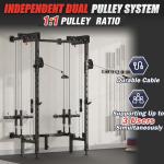 Wall-Mounted Folding Squat Rack with Cable Crossover