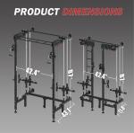 Wall-Mounted Folding Squat Rack with Cable Crossover
