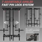 Wall-Mounted Folding Squat Rack with Cable Crossover