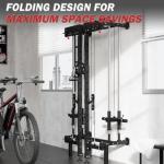 Wall-Mounted Folding Squat Rack with Cable Crossover