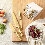Golden Titanium Stainless Steel Knife Set with Sharpener