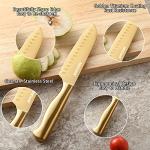 Golden Titanium Stainless Steel Knife Set with Sharpener