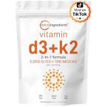 Vitamin D3 5000 IU with K2 Supplement - 300 Softgels