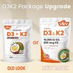 VEV Vitamin D3 + K2 Softgels for Bone Health