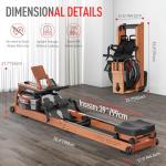 JOROTO Oak Wood Water Rowing Machine with Bluetooth