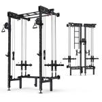 Wall-Mounted Folding Squat Rack with Cable Crossover