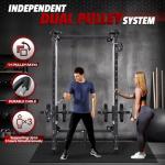 Wall-Mounted Folding Squat Rack with Cable Crossover