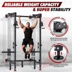 Wall-Mounted Folding Squat Rack with Cable Crossover