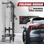 Wall-Mounted Folding Squat Rack with Cable Crossover
