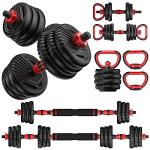 Adjustable Dumbbell Set with Connector, 90lbs Total
