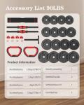 Adjustable Dumbbell Set with Connector, 90lbs Total