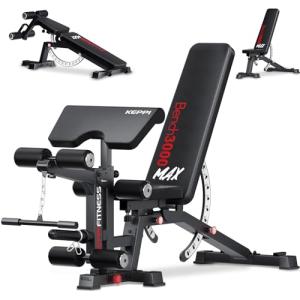 KeppiFitness Adjustable Weight Bench with Leg Extension