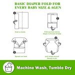 Fasoar Washable Prefold Cloth Diapers for Babies