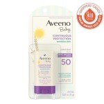 Aveeno Baby Continuous Protection Mineral Sunscreen Stick for Sensitive Skin with Broad Spectrum SPF 50 Protection for Face & Body, Naturally Sourced 100% Zinc Oxide, Travel Size, 0.47 oz