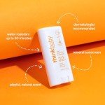Thinkbaby SPF 30 Sunscreen Stick – Safe, Natural, Water Resistant Sun Cream for Babies, Kids & Adults – Mineral UVA/UVB Sun Protection – Reef Friendly Travel Stick, 0.64oz