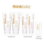 Thinkbaby SPF 30 Sunscreen Stick – Safe, Natural, Water Resistant Sun Cream for Babies, Kids & Adults – Mineral UVA/UVB Sun Protection – Reef Friendly Travel Stick, 0.64oz