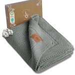 Little Dedi 100% Organic Cotton Baby Knitted Blanket with Gift Box - Soft Toddler, Crib, Stroller Blanket - Neutral Swaddle and Receiving Blanket for Newborns, 30"x40", Green
