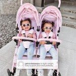 GAP babyGap Classic Side-by-Side Double Stroller - Lightweight Double Stroller with Recline, Extendable Sun Visors & Compact Fold - Made with Sustainable Materials, Navy Camo