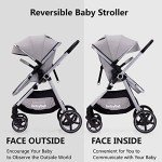 Lortsybab 2-in-1 Baby Stroller with Bassinet Mode - Folding Infant Newborn Pram Stroller with Reversible Seat - Toddler Strollers for 0-36 Months Old Babies (Gery)
