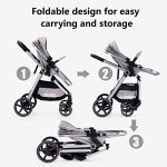 Lortsybab 2-in-1 Baby Stroller with Bassinet Mode - Folding Infant Newborn Pram Stroller with Reversible Seat - Toddler Strollers for 0-36 Months Old Babies (Gery)